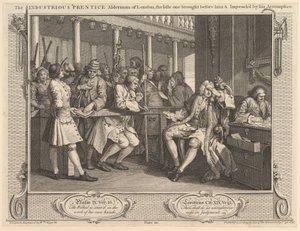 Pracovitý Prentice Alderman z Londýna, Idle One Brought Before Hi..., 30. září 1747. od William Hogarth