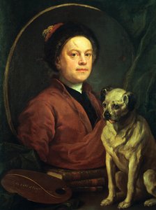 Malíř a jeho mops, 1745 od William Hogarth