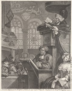 Spící kongregace od William Hogarth