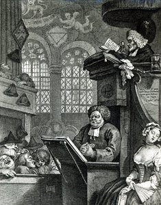 Spící kongregace, 1736 od William Hogarth