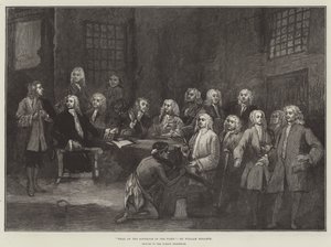 Soud s guvernérem flotily od William Hogarth