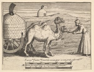 Dva dromedáři Aubry de La Mottrayes cestuje po Evropě, Asii a do části ..., 1723-24. od William Hogarth