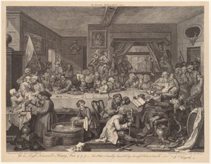 Volební hostina, list 1 ze série „Volby“ od William Hogarth