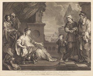 Mojžíš přiveden faraonově dceři od William Hogarth and Luke Sullivan
