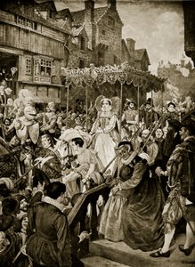 Mary Queen of Scots vstupuje do Edinburghu, 1561, ilustrace z 