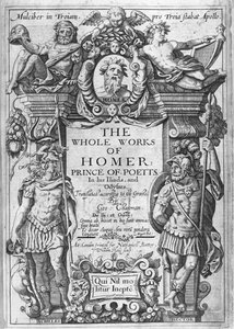 Titulní strana k „Celému dílu Homera“ přeložená Georgem Chapmanem, publikovaná v letech 1614-16