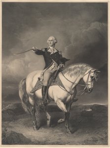George Washington na koni od William Holl II after John Faed