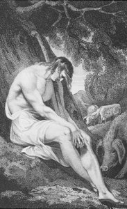 Marnotratný syn, z „Historie a života našeho požehnaného Pána a Spasitele Ježíše Krista“, od reverenda J. Milnera, vydal B. Crosby, 1808