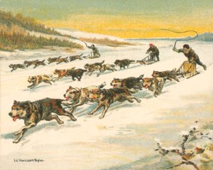 Historické a moderní závody, kanadské závody psích spřežení (chromolitho) od William Hounsom Byles