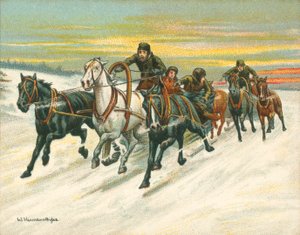 Historické a moderní závody, ruské závody saní (chromolitho)