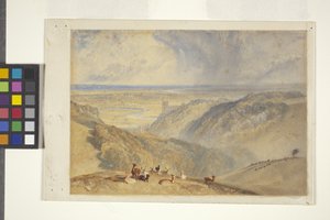 Arundel On The River Arun, podle JMW Turnera (akvarel a kvaš na špinavě bílém papíře) od William II Ward