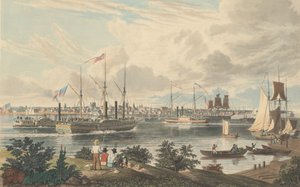 Město Detroit, Michigan: Převzato z Canada Shore poblíž trajektu, publikováno 1837.