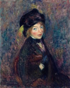 Hlava dívky, pírko v turbanu od William James Glackens