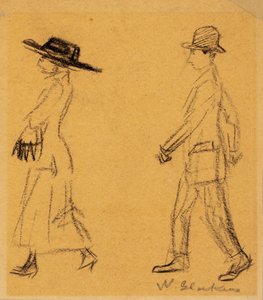 Muž sleduje ženu od William James Glackens