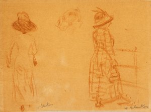 Dvě ženy a hlava ženy od William James Glackens