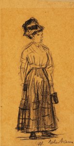 Žena v černém klobouku a černé sukni od William James Glackens