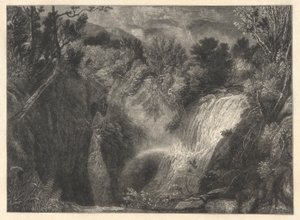 Krajina se dvěma vodopády od William James Linton