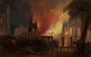 Bristol Riots: The Burning of Queen Square: Custom House od William James Muller
