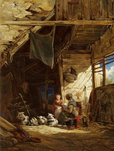 Interiér s kozami - Bettws-y-Coed od William James Muller