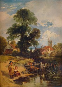 Scéna na řece s dětmi Mladí rybáři, 1843 od William James Muller