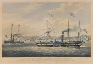 Lodě společnosti General Steam Navigation Company. 800tunová Caledonia vyplouvá z Hamburku - 800tunová Neptun vplouvá na Labi při plavbě do Hamburku s poštou Jejího Veličenstva.