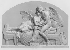 Cupid a Psyche, ze sochy od J Gibsona, RA ve Sbírce královny (rytina)