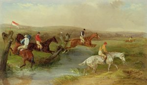 Steeplechasing: The Brook (olej na plátně)