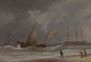 Lugger Driving Ashore ve vichřici