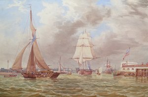 Lodní doprava u vjezdu do přístavu Portsmouth