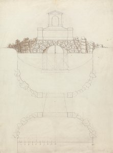 Kaskáda v Chiswick House, Middlesex: Elevation and Plan od William Kent