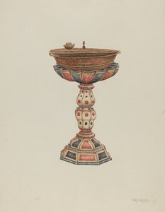 Křtitelnice a stojan, c. 1939.