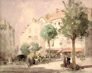 Kontinentální náměstí (akvarel přes tužku na papíře) od William Lee Hankey