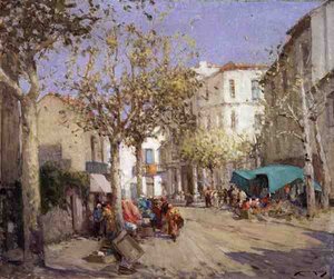 Frejus Market, jižní Francie (olej na plátně)