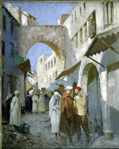 Marocká pouliční scéna (Tetuan) (olej na plátně) od William Lee Hankey