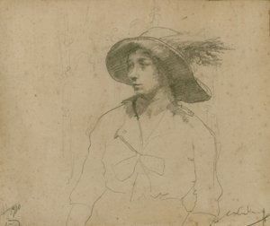 Studie na portrét sedící ženy s kloboukem od William Lee Hankey