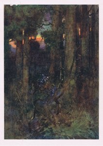 Ty zplstnatělé lesy, kde ptáci zapomněli zpívat, ale mlčící netopýři v ospalých shlucích se drží (barva litho) od William Lee Hankey