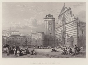 Piazza Del Duomo, Messina (rytina) od William Leighton Leitch