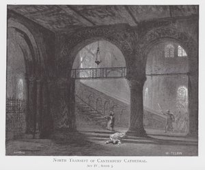 Severní transept katedrály v Canterbury (litografie) od William Lewis (after) Telbin
