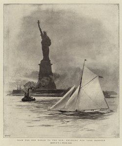 Ze Starého světa do Nového, vstup do přístavu New York od William Lionel Wyllie