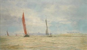 Hoo Fort, River Medway (akvarel na papíře) od William Lionel Wyllie