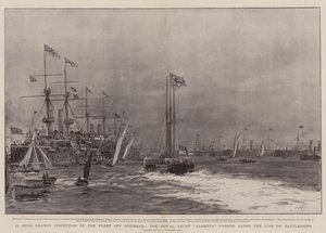 Li Hung Changova inspekce flotily u Spithead, královské jachty Alberta proplouvající podél linie bitevních lodí