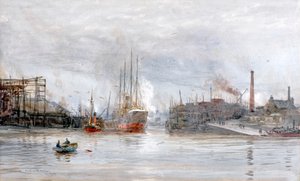 Ústí řeky Kelvin (akvarel) od William Lionel Wyllie
