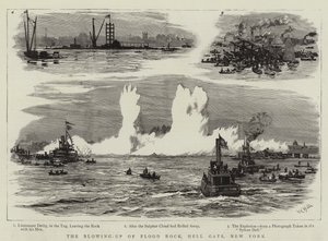 The Blowing-up of Flood Rock, Hell Gate, New York od William Lionel Wyllie