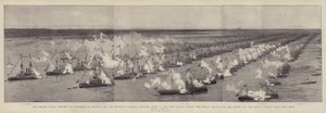 The Grand Naval Review v Spithead na počest královnina diamantového jubilea, 26. června 1897, flotila vypálila královský pozdrav při vplutí královské jachty do linií