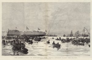 Královnina návštěva v Portsmouthu, HMS Royal Arthur bere vodu