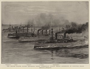 Letecká eskadra Spojených států pod komodorem Schleyem, která se shromáždila v Hampton Roads od William Lionel Wyllie