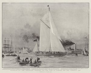 Westward Ho, Shamrock startující do New Yorku, aby soutěžil o America Cup od William Lionel Wyllie