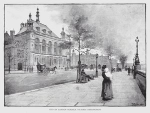 City of London Schools, Victoria Embankment (litho) od William Luker