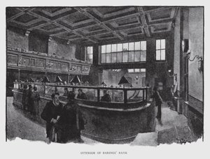 Interiér Baringsovy banky (litho) od William Luker
