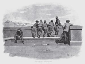 London Bridge, Nezaměstnaní (litho) od William Luker